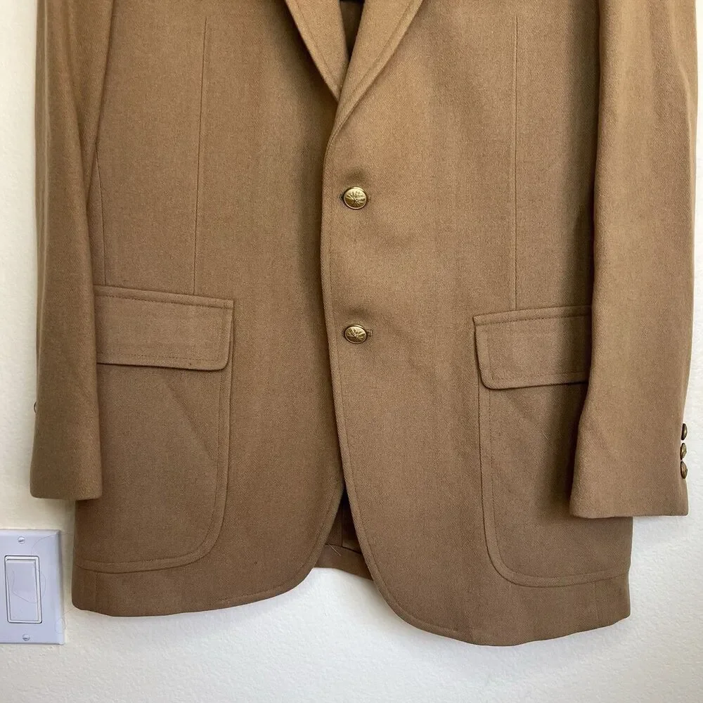 Vtg John Alexander Suit Jacket Brown Wool Sport Blazer Union‎ Buttons USA Made